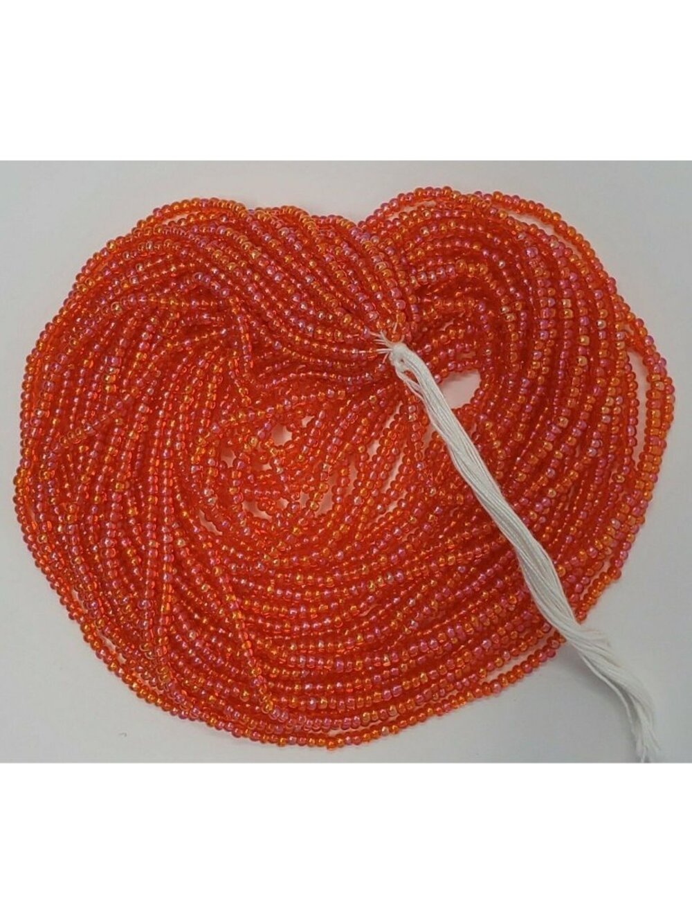 Czech Glass Seed Bead 11/0 Iridescent Salmon Orange Hank of 12 Strands VTG